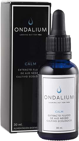 Ondalium Calm | Extracto Fluido Relajante de Ajo Negro Ecológico Español (1 mes) - Producto Natural para el Sistema Nervioso. Ayuda a Personas con Ansiedad y Estrés - 30 ml.  