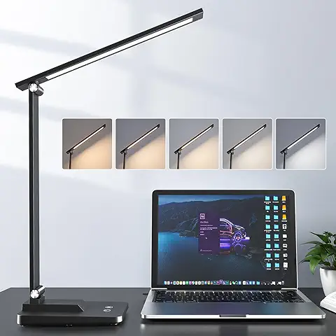 One Fire Lampara Escritorio LED,500 Lumen Flexo LED Escritorio,15 Modos Flexo Escritorio,Lampara LED Escritorio Plegable & Ajustable,Lampara de Mesa,Lampara de Escritorio,Luz Escritorio Lamparas LED  