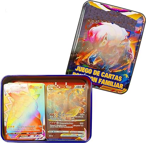 Only Faith Cartas Caja Metálica Cajita de Metal Juego Adultos Dragón Vmax Brillantes Arcoiris Astros Coleccionables (Cajitas con 80 Cartas)  