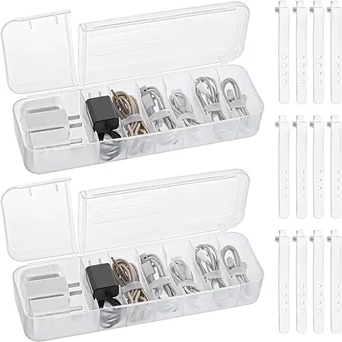 Organizador de Cables de 2 Piezas – Caja Organizadora de Cables para Guardar y Clasificar Cables, caja de Almacenamiento para Cable de Carga, Práctico Protector de Cable y Enrollador de Cables  