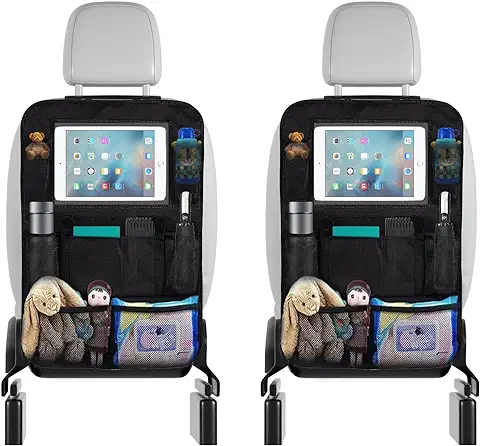 Organizador de Coche para Niños, 2 Unidades de Protección de Respaldo de Coche para Niños, Organizador de Asiento de Coche con Bolsillo iPad de 10 Pulgadas, 10 Bolsillos Respaldo de Coche Protector  