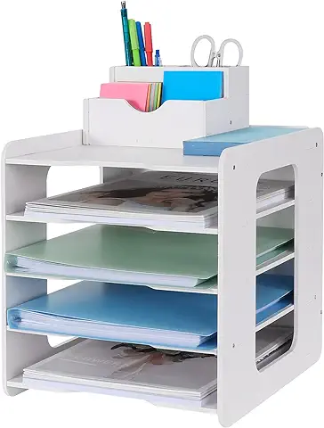 Organizador de Escritorio con Bandejas para Cartas, Soporte para Documentos A4, para Archivar Documentos en Casa, Oficina, Escuela (diseño de 5 Estantes)  