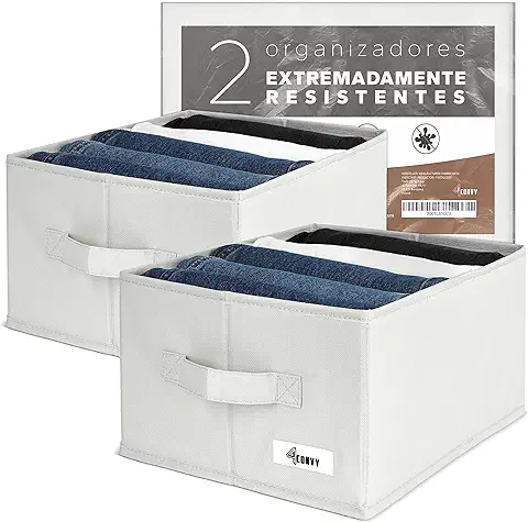 Organizador para Armario Resistente-2 Unidades, Reforzadas y Rígidas con Grandes Compartimentos - para Guardar Pantalones Camisetas Vaqueros Jerseys Doblados  