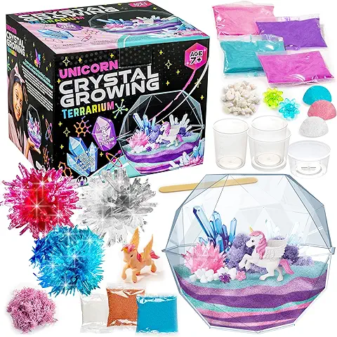 Original Stationery Grow Your Own Crystal Unicorn Terrarium Kit, Laboratorio de Cristales, Kit de Cultivo de Cristales con 3 Cristales Reales para Crear en tu Terrario Regalos Niños  