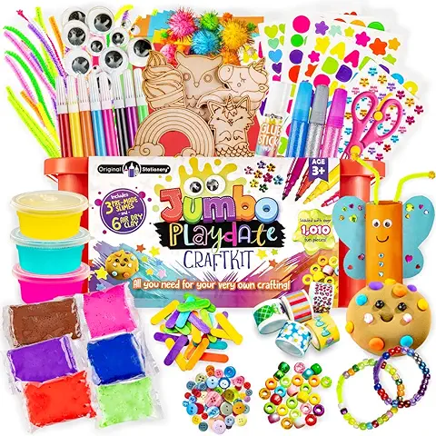 Original Stationery Kit para Dia de Juegos Jumbo, Más de 200 Artículos para Hacer el Mejor Set de Manualidades, Jumbo Playdate Craft Kit, Regalos para Niños  