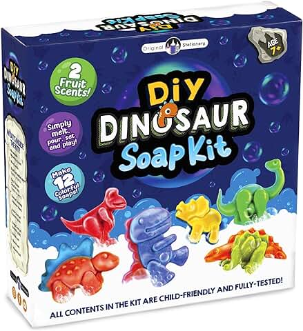 Original Stationery Kit para Hacer Dinosaurios de Jabón, Kit para Hacer tu Propio Jabón con Moldes de Dinosaurios y Tintas de Colores, Kits de Ciencias Divertidos para Niños de 8 a 12 Años  