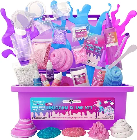 Original Stationery Mini Unicorn Slime Kit para Niños, Niñas - Fabrica Slime de Unicornio, de Colores, Brillante, de Espuma, Esponjoso, de Nube, Regalos Cumpleaños Niños  