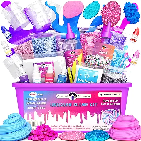 Original Stationery Unicorn Slime para Niñas, Niños, Kit Completo de Slime Kit, Regalos para Niñas y Niños, Slime Esponjoso, Activador, Cola, Glitter  