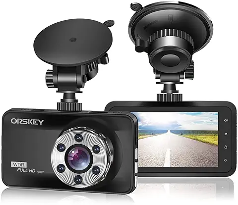 ORSKEY Cámara de Coche Dash Cam 1080P Full HD DVR Grabador de Conducción de Automóviles Cámara de Dash con Pantalla LCD de 3",170 Gran Angular,WDR, Grabación en Bucle,Detección de Movimiento,G-Sensor  