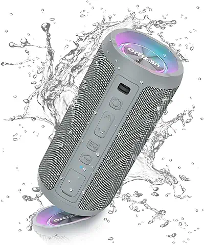 Ortizan Altavoz Bluetooth Potente Portatil X10P Gris con Luz LED de Color Hay Volumen Alto y Graves Potentes, Apoya Reproducción de Música 30H, Bluetooth 5.0 y IPX7 Impermeable  