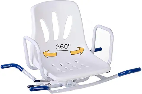 OrtoPrime Silla Bañera Giratoria 360º - Asiento Bañera Adulto Cómoda TRANSFERENCIA - Silla Ducha Mayores FÁCIL ACCESO - Silla de Baño ANTIDESLIZANTE  