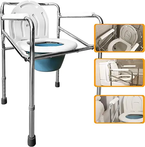 OrtoPrime Silla WC Personas Mayores CONFORT - Silla ORINAL WC Portátil con Bidet Acoplable - Silla Inodoro Portátil - Silla WC Portátil Adultos - Silla Ducha Mayores Silla Baño Ancianos WC  