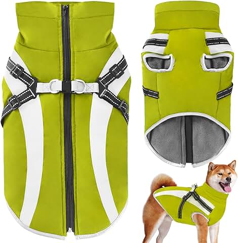 Oslueidy Abrigo Impermeable para Perros con Tirantes,Chaqueta Térmica de Invierno a Prueba de Viento Ropa para Mascotas Abrigos Perro para Pequeños Medianos Grande Perros (XL, Verde)  