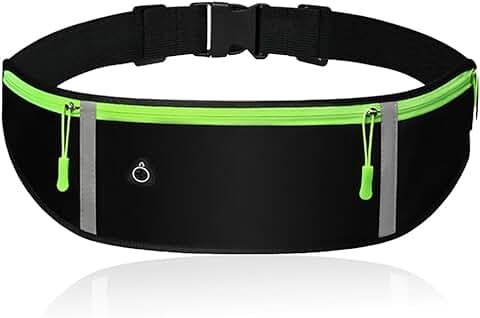 OSUWLSI Riñonera Running para Correr, Impermeable, para Entrenamiento, Viajes y Más, con Tiras Reflectantes y Orificio para Auriculares, Ideal para Todo Tipo de Teléfonos (Negro)  