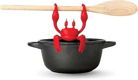 OTOTO Red The Crab Reposa Cucharas de Silicona para Cocina y Encimera - Apoya Cucharas Cocina - Divertidos Regalos para Cocineros - Libera Vapor - Resistente al Calor, Libre de BPA  