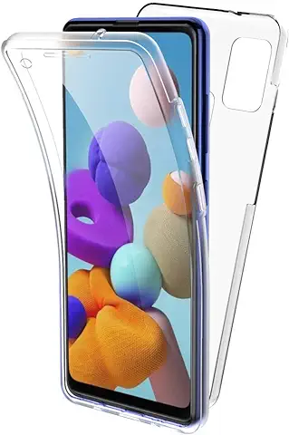 Oududianzi Funda para Samsung Galaxy A21s, 360 Grados Protección Diseñada, Transparente Ultrafino Silicona TPU Frente y PC Back Carcasa Belleza Original Funda de Doble Protección - Transparente  