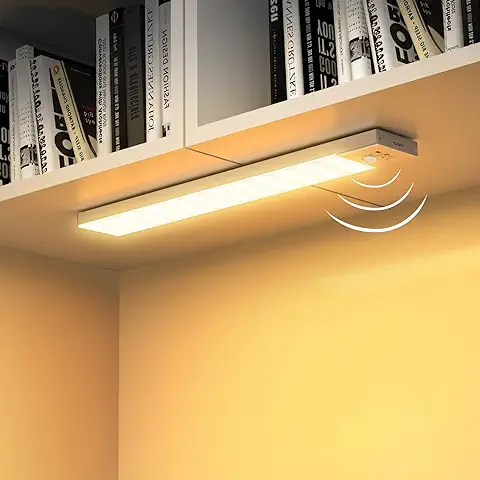 OUILA Luz LED Armario Magnética con Sensor Movimiento Luz Calida 3000K 36 LEDs 4 Modos Luz LED Adhesiva USB Recargable 1000mAh Luz Nocturna para Mesa de Estudio, Escaleras, Cocina, Garaje-2 Piezas  