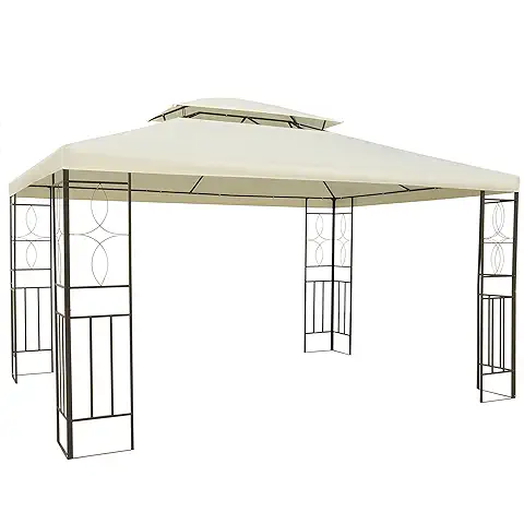 Outsunny Gazebo Cenador para Terraza Jardín Patio - Tipo Carpa Pabellón para Fiesta - 3x4x2.65m  