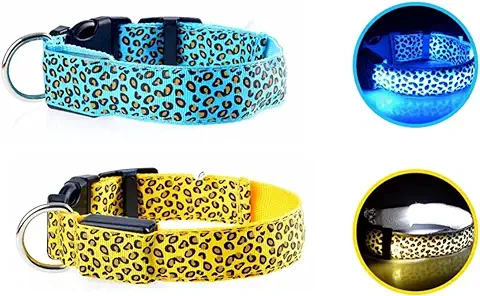 Pack 2 Collares Luminosos para Perros (M/L), Collar con Luz para Perro y Tamaño Ajustable, Collar Luces LED para Perro Pequeño Mediano Grande, Recargable por USB, Collar Ultra Luminoso para Mascotas  