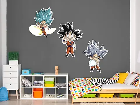 Pack de Pegatinas de Pared en Vinilo Dragon Ball Super Fases Goku | Producto Oficial | 100x60cm| Productos Originales | Vinilo Adhesivo | Decoración | DBS  