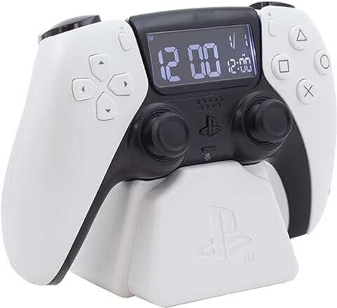 Paladone Playstation White PS5 Controller Reloj Despertador, Producto con Licencia Oficial  