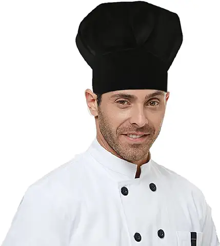 PALLTEX Andre - Gorro de Cocina para Hombre, Talla única, Color Negro y Blanco, Ajustable con Cierre de Velcro  