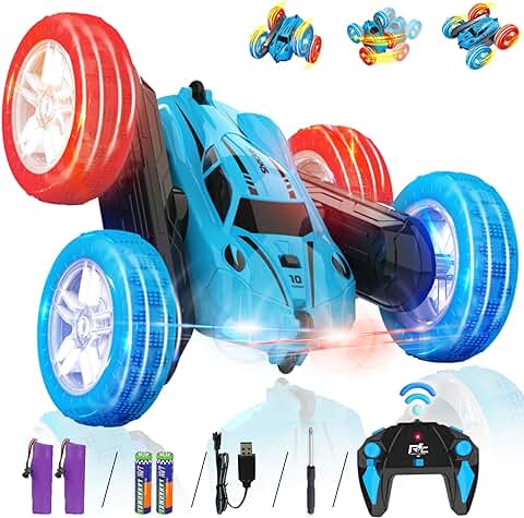 Panamalar Coche Teledirigido, 360 Rotación RC Acrobacias Coches de Juguete para Niños, 2.4Ghz 4WD Coche Teledirigido Doble Lado Flip con Luz para 3 4 5 6 7+ Años Niños Niñas Regalo, Remote Control Car  