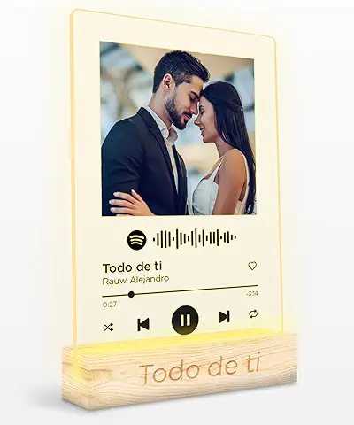 Panorama Placa Cuadro Spotify Personalizada con Luz Negro 15x22 cm - Lampara Metacrilato con Foto - Regalo Personalizado  