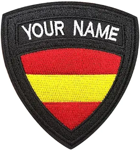 Parche de Nombre Militar Táctico Personalizado, Etiqueta de Nombre de Bordado Personalizado, Parche de Hierro de la Bandera de España / Gancho y lazo para Varias Bolsas de Ropa, Camisa de Trabajo  