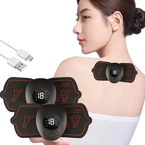 Parche Masajeador Cervical, 2Pcs Mini Massage Device - Aliviar la Fatiga, EMS Bioelectric Acupoints Massage, Microcurrent EMS Massage Device, 8+19 Estilos para Partes del Cuerpo (6 en 1)  