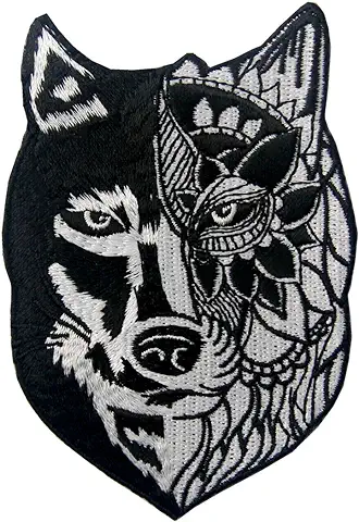 Parche termoadhesivo para la ropa, diseño de Lobo tribal del girasol