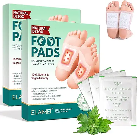 Parches Desintoxicantes para Pies, 20 Piezas Parches Detox Pies para el Estrés Corporal, Foot Pads para Pies Eliminan las Toxinas Corporales, Mejorar el Estrés y Promover el Sueño Profundo  