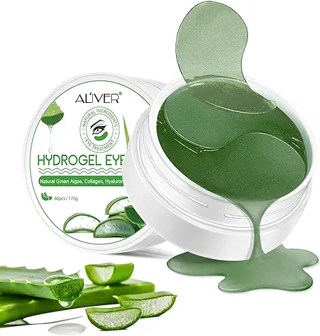 Parches Ojos Bolsas y Ojeras 60PCS Aloe Vera Máscara para Ojos de Colágeno, Contorno de Ojos Antiarrugas para Ojeras, Bolsas, Patas de Gallo e Hinchazón  