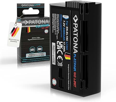 PATONA Platinum Bateria EN-EL15C 2400mAh Compatible con Nikon Z8, Z7II, Z6II, Z5, D7500  