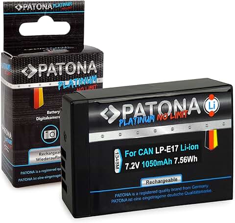 PATONA Platinum Bateria LP-E17 1050mAh Compatible con Canon EOS RP R50 R100 M3 M5 M6 Mark II  