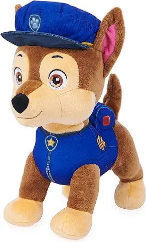 Paw Patrol Talking Chase - Juguete de Peluche Interactivo de 12 Pulgadas de Alto con Sonidos, Frases y Cola Meneando, Animales de Peluche, Juguetes para Niños a Partir de 3 Años  