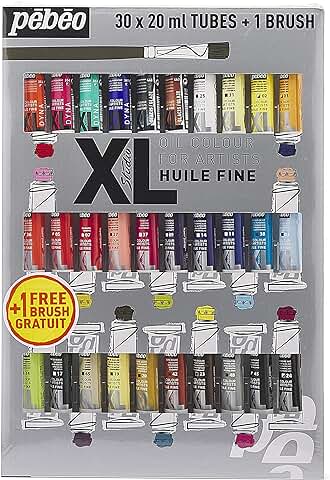 Pébéo 920231 Studio XL - Pinturas al óleo (30 Tubos Diferentes, 20 ml) con Pincel, Multicolor  