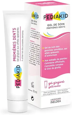 Pediakid - Gel Cuidado Primeros Dientes - Gel Gingival Natural de Sabor Neutro - Efecto Calmante y Protector - Tubo 15ML  