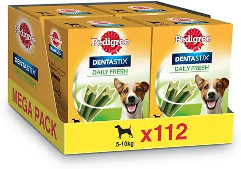 Pedigree Dentastix Fresh Snack Dental para la Higiene Oral y Contra el Mal Aliento de Perros Pequeños (4 Paquetes de 28ud)  