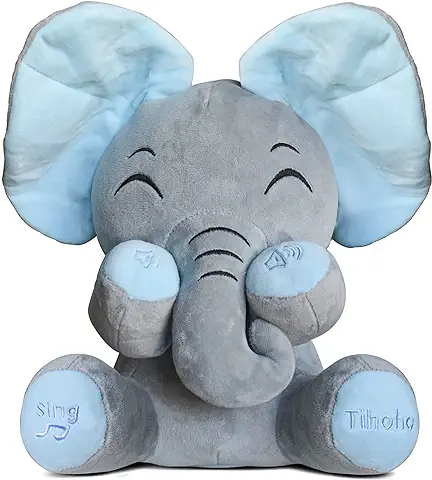 Peek A Boo Elephant Animated Talking Cantando Elefante Peluche Abrazable Juguete Bebé Elefante Animado Peluche Lindo Juguetes Regalo Muñeca de Peluche para Bebé Peek Niños Niñas Regalo Ajustar Sonido  