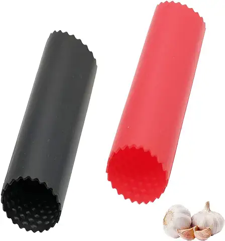 Pelador de Ajos,2 Piezas Manual Pelador de Silicona Fácil Utiles de Cocina Útil Utensilios Accesorios Fácil de Pelar Ajo Gadgets de Cocina Mantenga Sus Manos Libres de Olores Negro/Rojo  