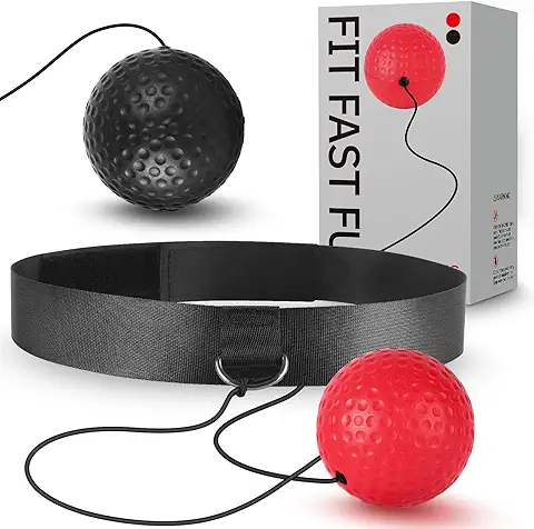 Pelota de Boxeo con Reflejo de Pelota de Combate, con Diadema para Combatir Artes Marciales Mixtas y Reacciones de Velocidad para Adultos/niños, Mejorar el Enfoque, Práctica de Ejercicio, Fitness, Cuerda Elástica para la Cabeza, Juego de Gorras  