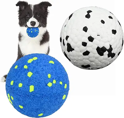 Pelota de Juguete para Perros Pelota Perro Indestructible Pelota de Caucho Natural para Perros Pelota Interactiva Sólida Duradera para Perros Pequeños Medianos y Perros Grandes (2 Piezas-Negro+Azul)  