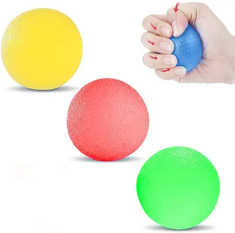 Pelota Rehabilitacion Mano, Pelota Antiestres Pelotas Ejercicio Manos, Antiestres Ejercitar para Fisioterapia, Tratamiento de Manos, Alivio del estrés, 3 Niveles de Resistencia, 3 Colores