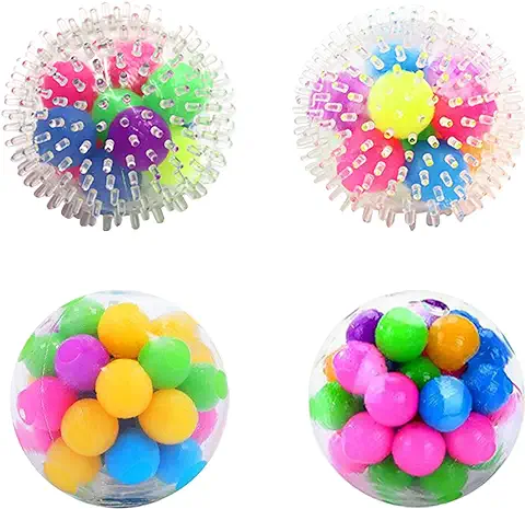 Pelotas Sensoriales 4 Piezas Pelota Antiestrés Fidget Toy Bola Antiestres Pelota Antiestres Juguetes Sensoriales Juguetes Antiestres Squeeze para Niños y Adultos con Tdah Alivio De La Ansiedad  