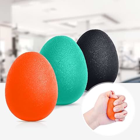 Peradix 3 Piezas Anti Estrés Bolas, Pelota Antiestrés，Fortalecedores de Mano, Pelota de Agarre - Huevo para Ejercicios y Rehabilitación Fortalecimiento de Manos y Dedos (3 Niveles de Resistencia)  