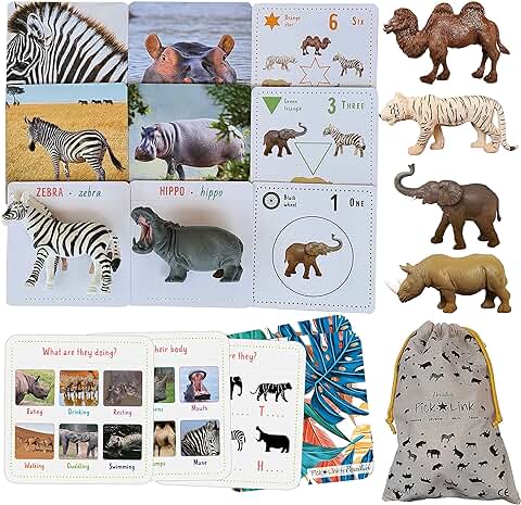 Percilun Pick&Link, Montessori Animales Juguetes Niños 2 Años, Tarjetas Educativas, Emparejamientos Pedagógico, Regalos para Niños, Juguetes Montessori 2 Años (6 Animales, 30 Tarjetas)  