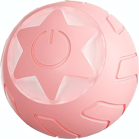 Peticularz® Bola Rosa Roja con Patrón de Estrellas, Juguete Interactivo para Perros y Gatos, Entretenimiento y Estimulación de Movimiento, 2 Modos, Recargable Tipo C Juguete para Gatos Juguete Activo  