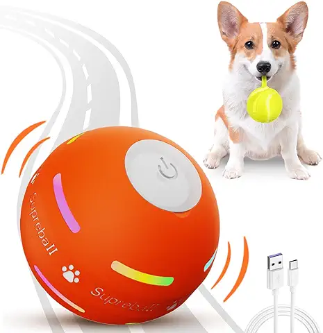 Petiepaw Pelota Interactiva para Perros, Duradera y Automática, para Cachorros, Pequeños y Medianos, Recargable por USB  