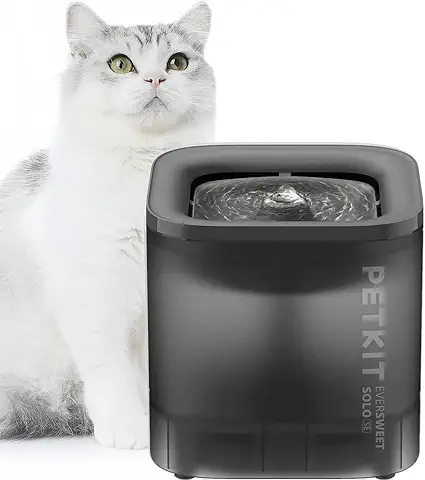 PETKIT EVERSWEET Fuente para Gatos, Bebedero Gatos, 1,85L, Bomba de Agua Inalámbrica, Ultra Silenciosa 25dB, Luz LED Inteligente, Unidad de Filtrado 3.0, Fuente Agua Gatos, Gris  